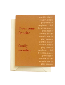 Fave Family Member Blank Card