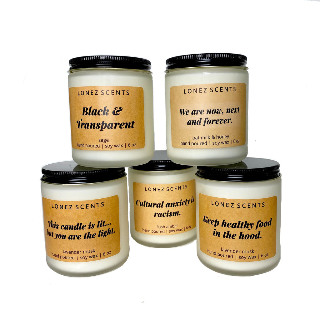 conversation statement candles scent with a blend of oat milk and honey. 